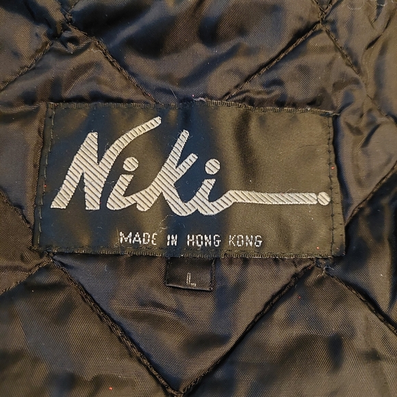 Nika Black Faux Fur Knit Puff Sleeves Bomber Jacket Y2K Baddie Moto Size L - Picture 5 of 14